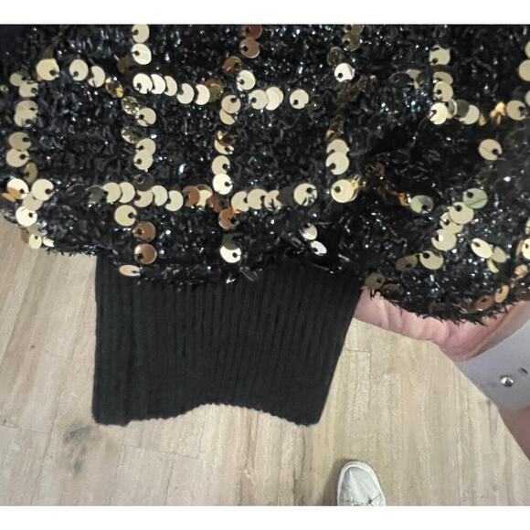 Flying Tomato Sequin Balloon Sleeve Sweater Sparkle Holiday Size Medium - Picture 5 of 5